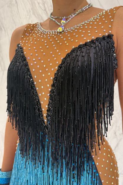 Blue and black colour exclusive competition dress
