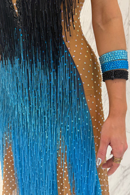 Blue and black colour exclusive competition dress