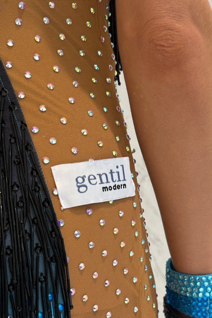 Blue and black colour exclusive competition dress