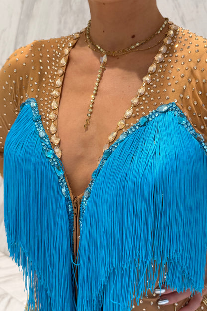 Blue on skin colour exclusive competition dress