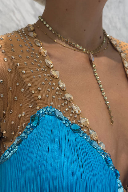 Blue on skin colour exclusive competition dress