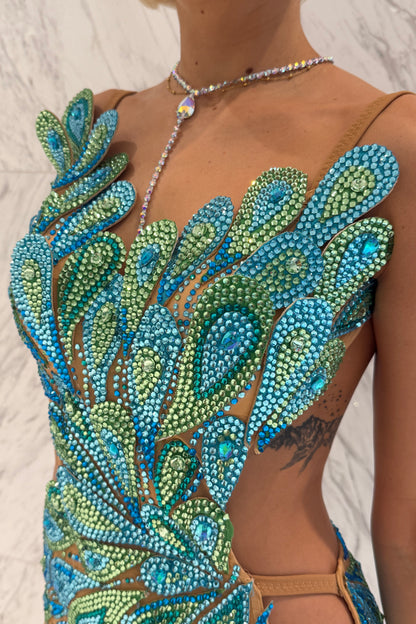 Exclusive blue & green competition dress