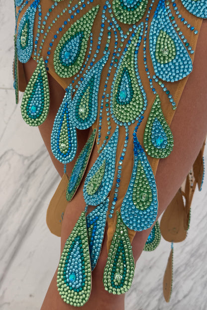 Exclusive blue & green competition dress