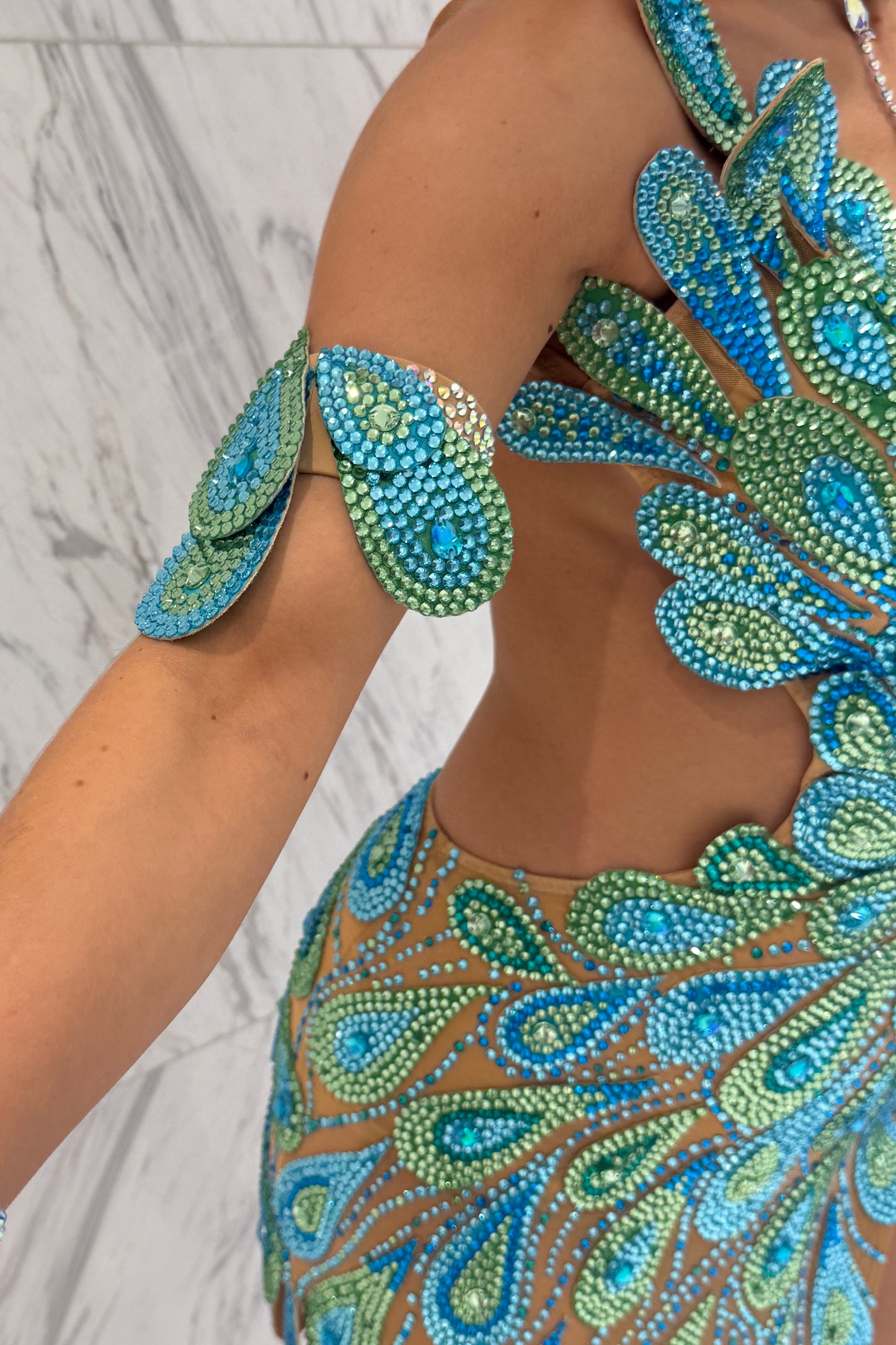 Exclusive blue & green competition dress
