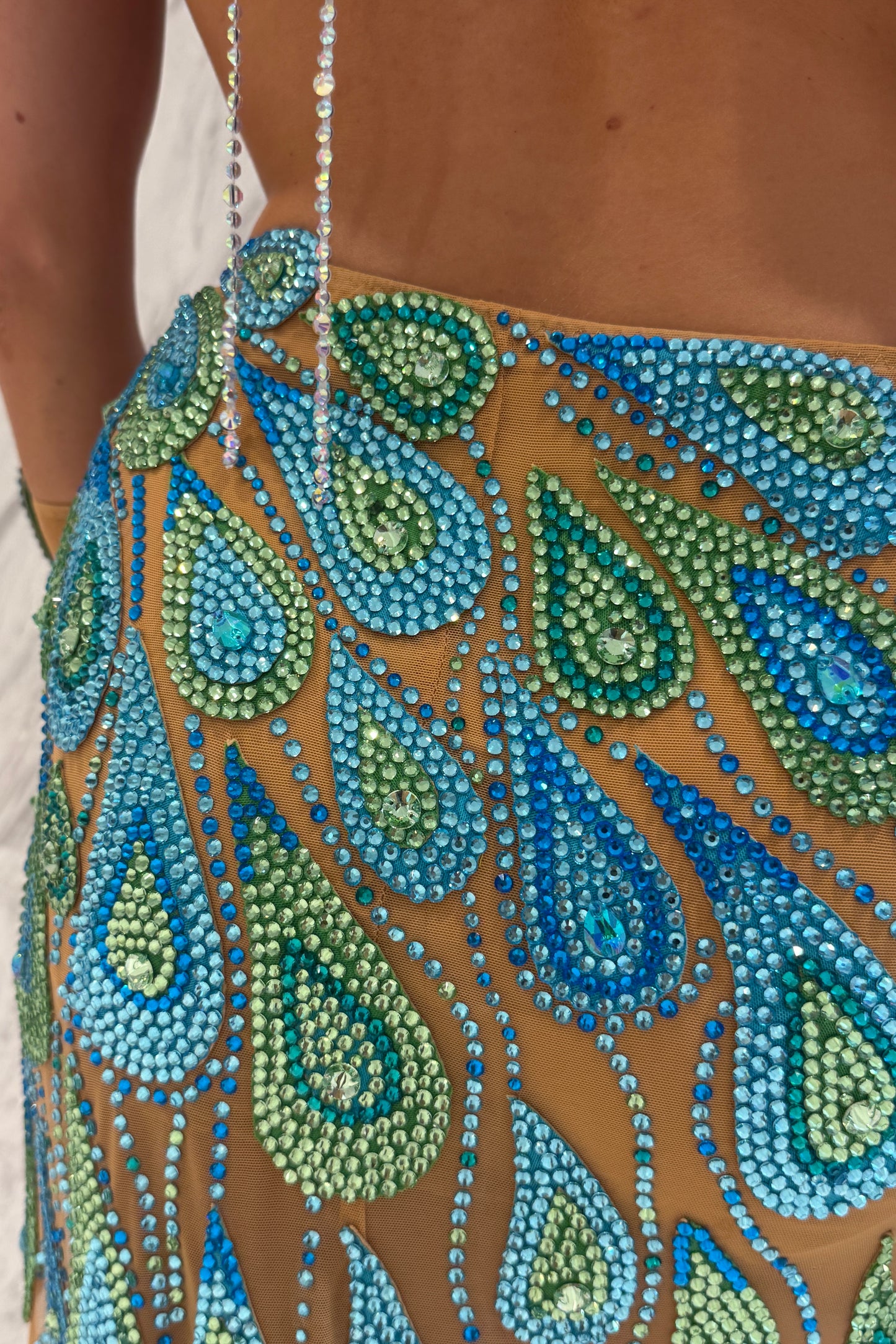 Exclusive blue & green competition dress