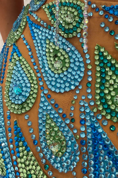 Exclusive blue & green competition dress