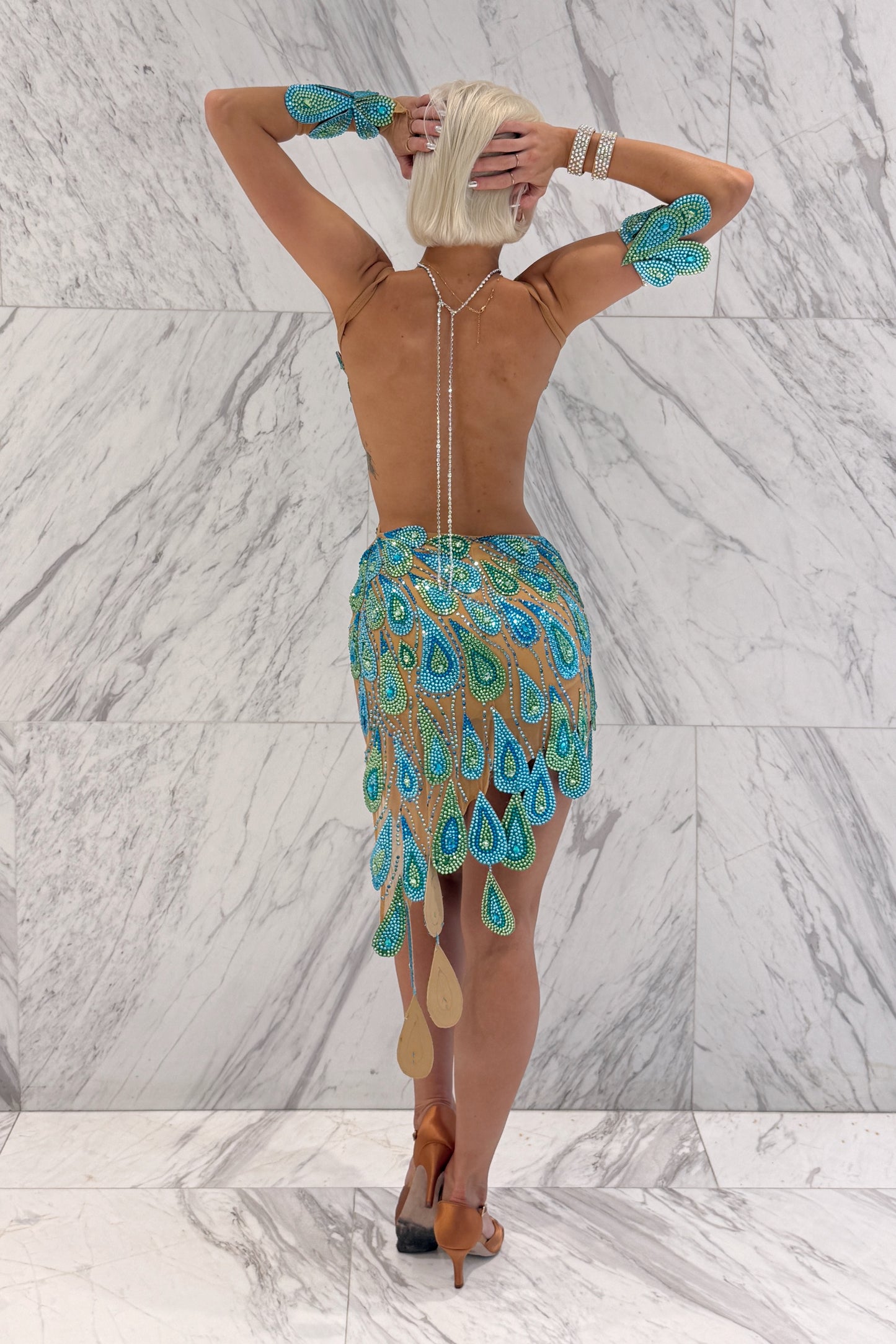 Exclusive blue & green competition dress