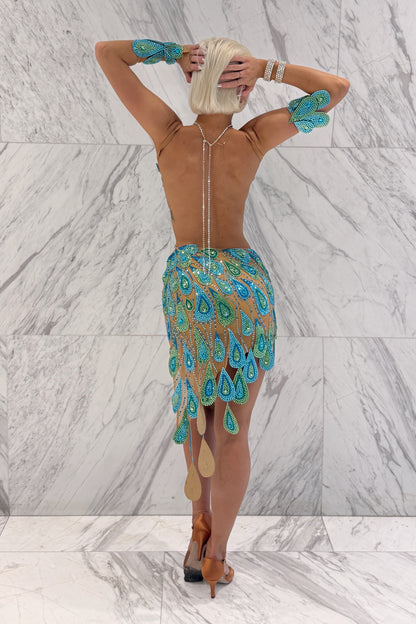 Exclusive blue & green competition dress