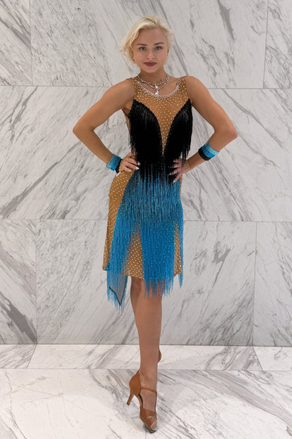 Blue and black colour exclusive competition dress