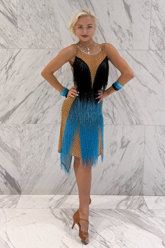 Blue and black colour exclusive competition dress